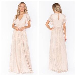 Show Me Your Mumu Sandra Maxi Dress In Champagne Forever Lace, NWT, XS